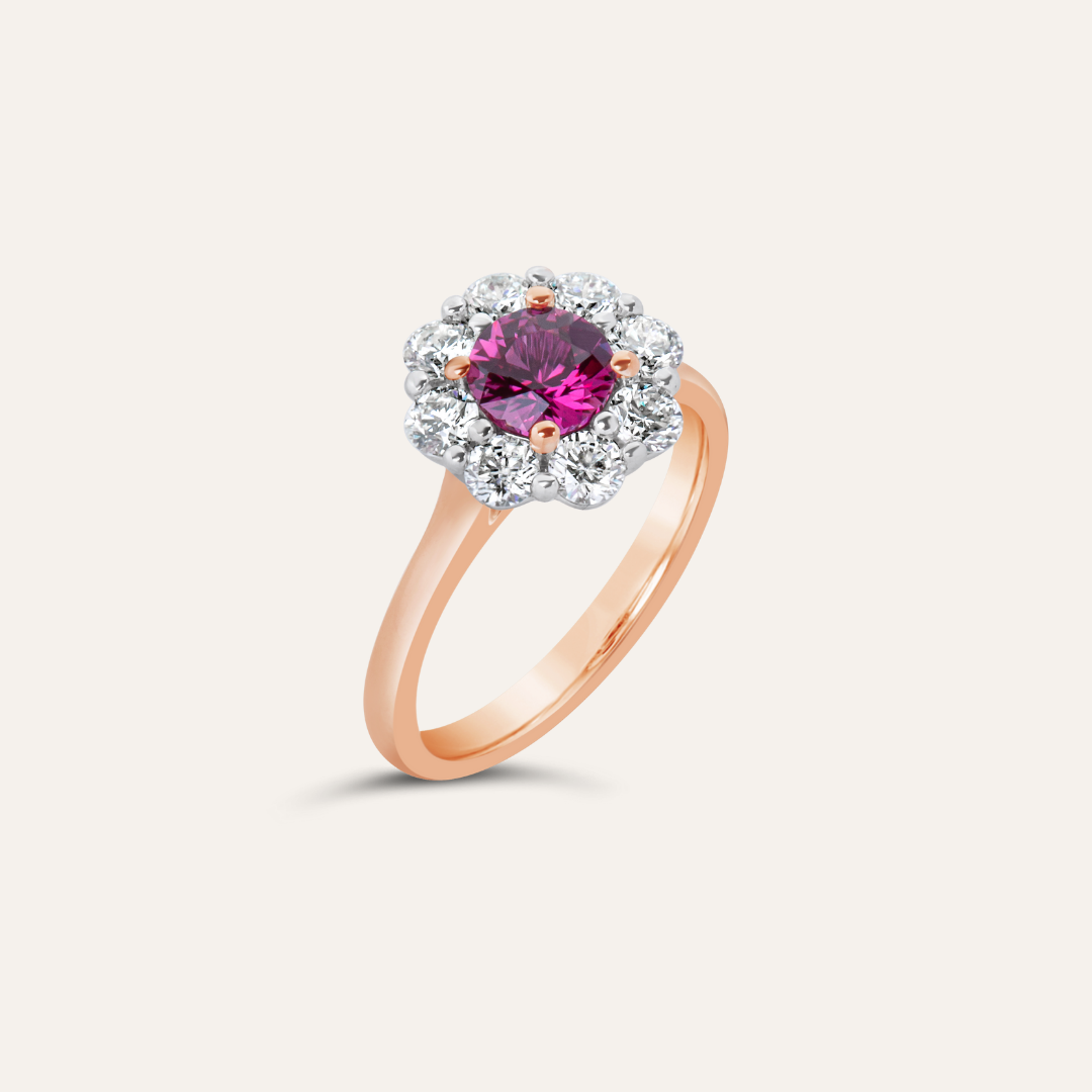 Pink Sapphire and Diamond Ring