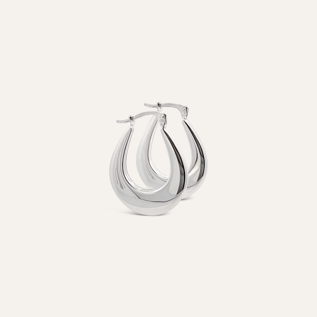 Flat Cresent Hoops 9ct Bonded