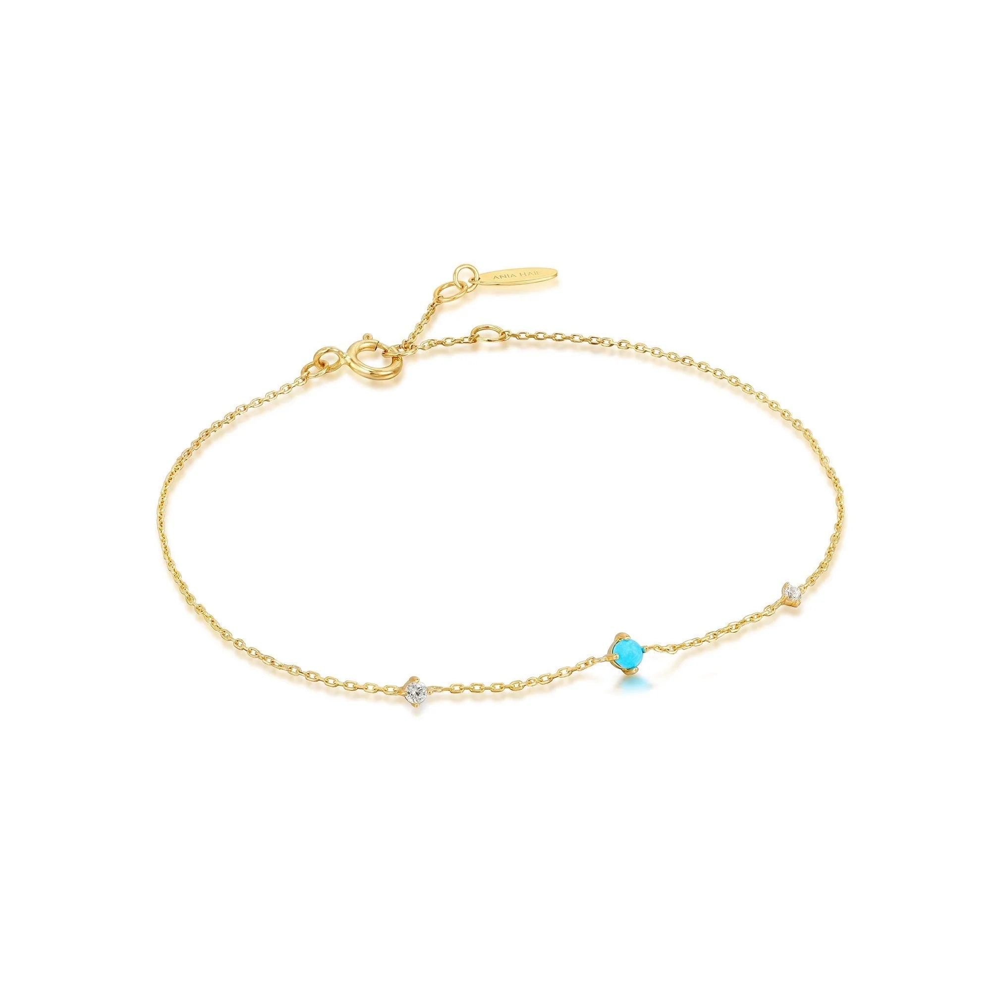 Ania Haie 14kt Yellow Gold Turquoise and White Sapphire Bracelet