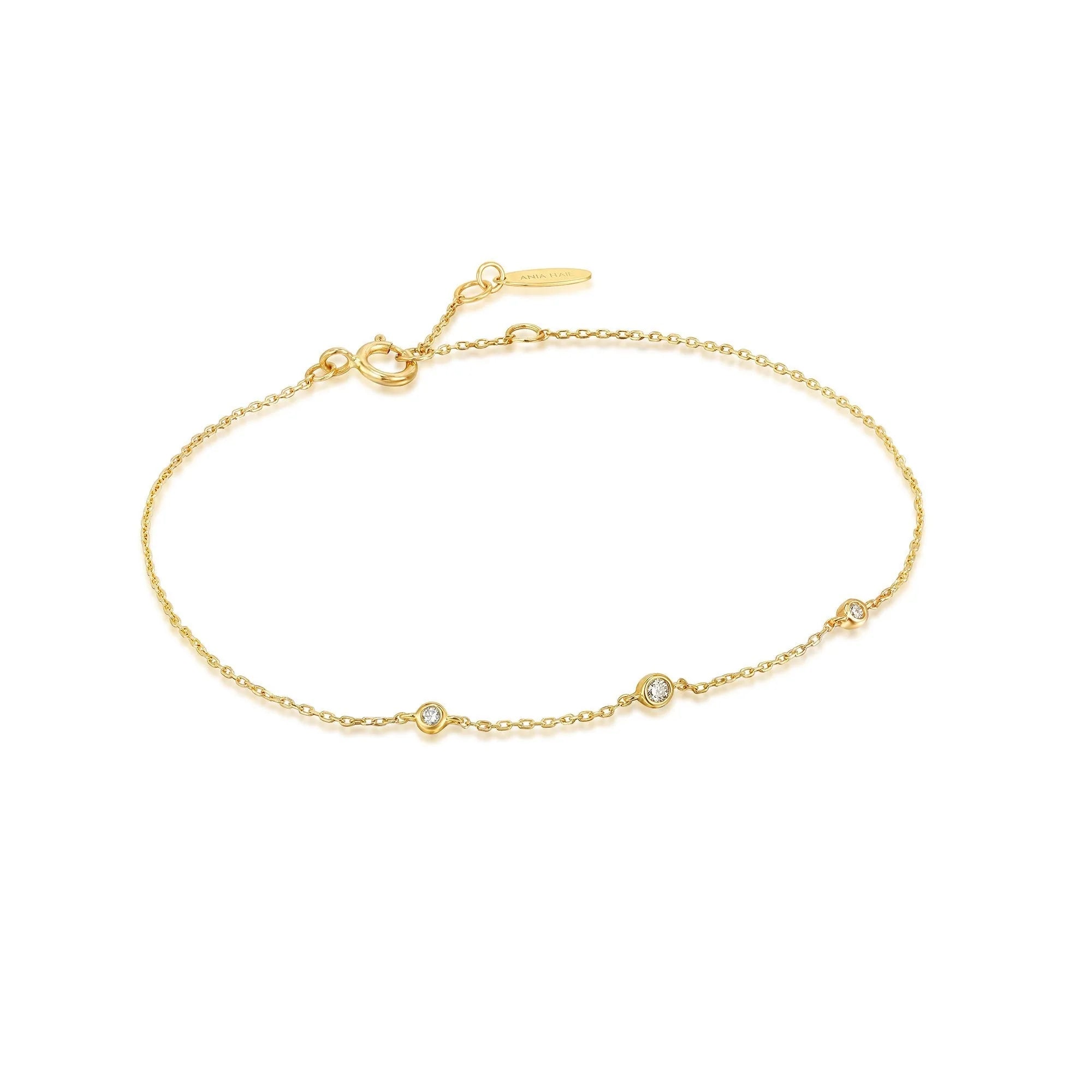 Ania Haie 14kt Yellow Gold Triple Natural Diamond Bracelet