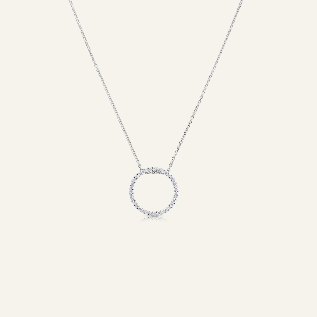 White Gold Circle Diamond Necklet