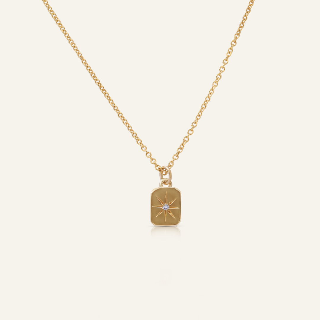 Star Set Diamond Rectangle Pendant.