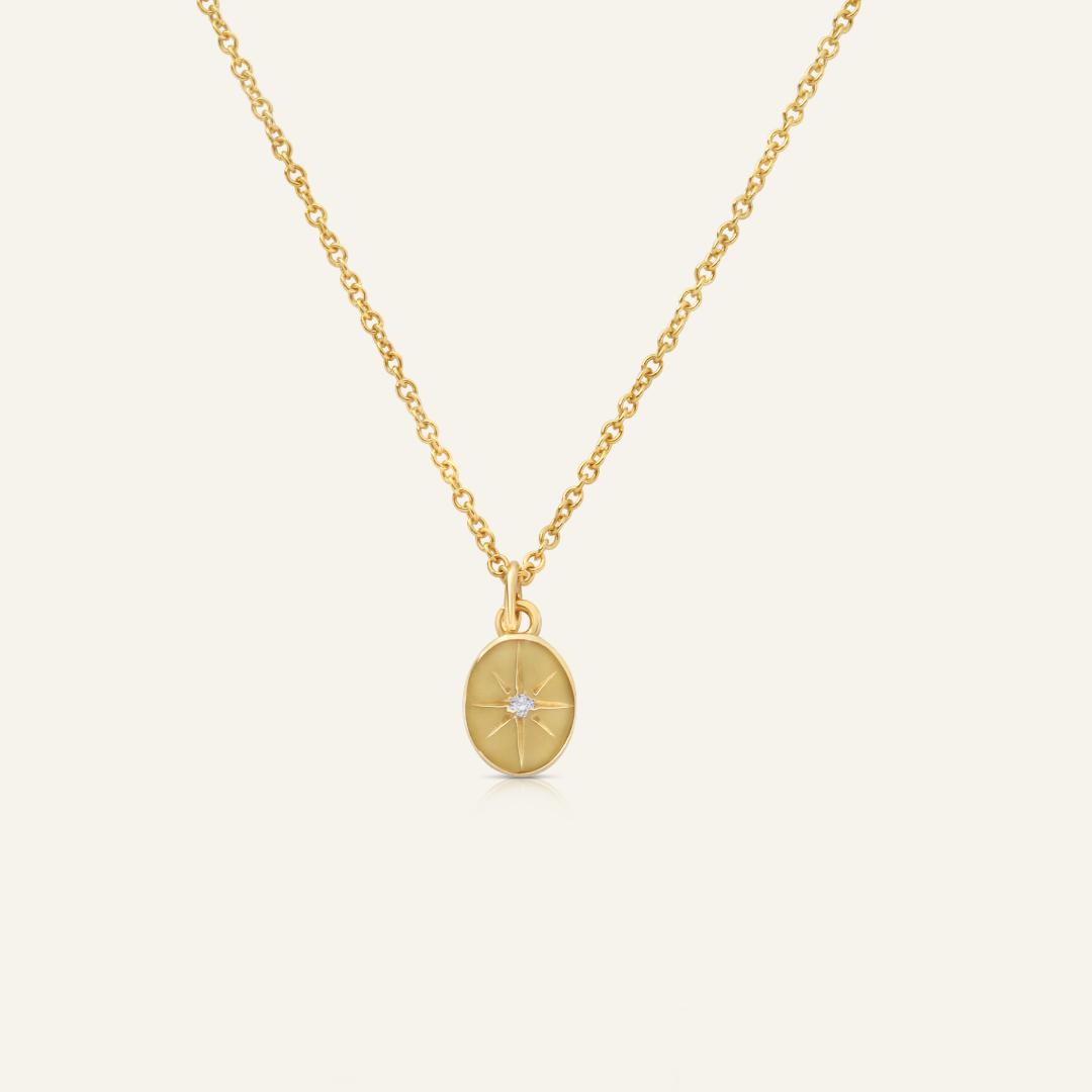 Star Set Oval Diamond Pendant