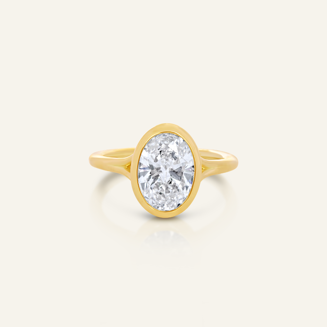 2.25ct Oval Bezel Set Diamond Ring