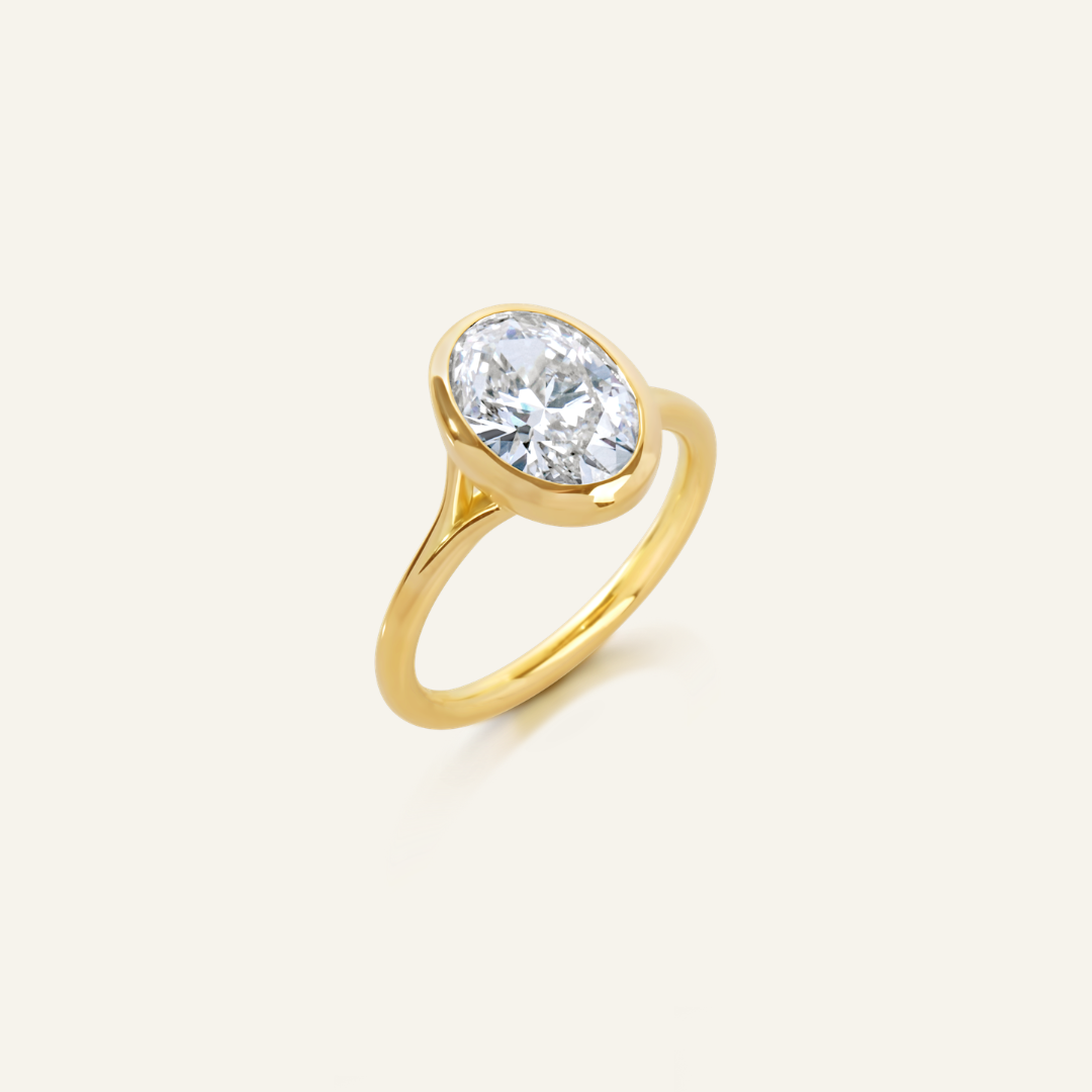 2.25ct Oval Bezel Set Diamond Ring