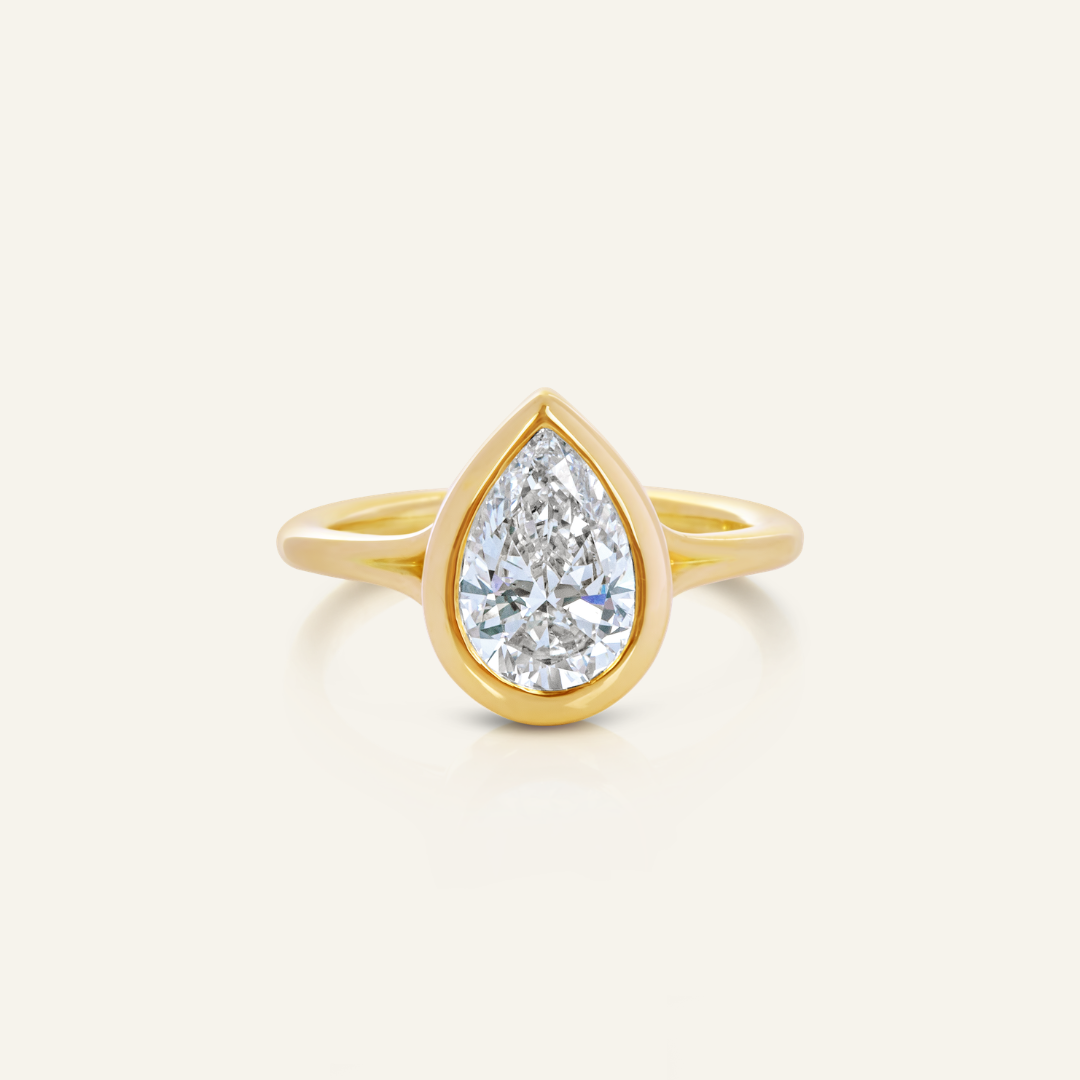 2.03ct Pear Bezel Set Diamond Ring