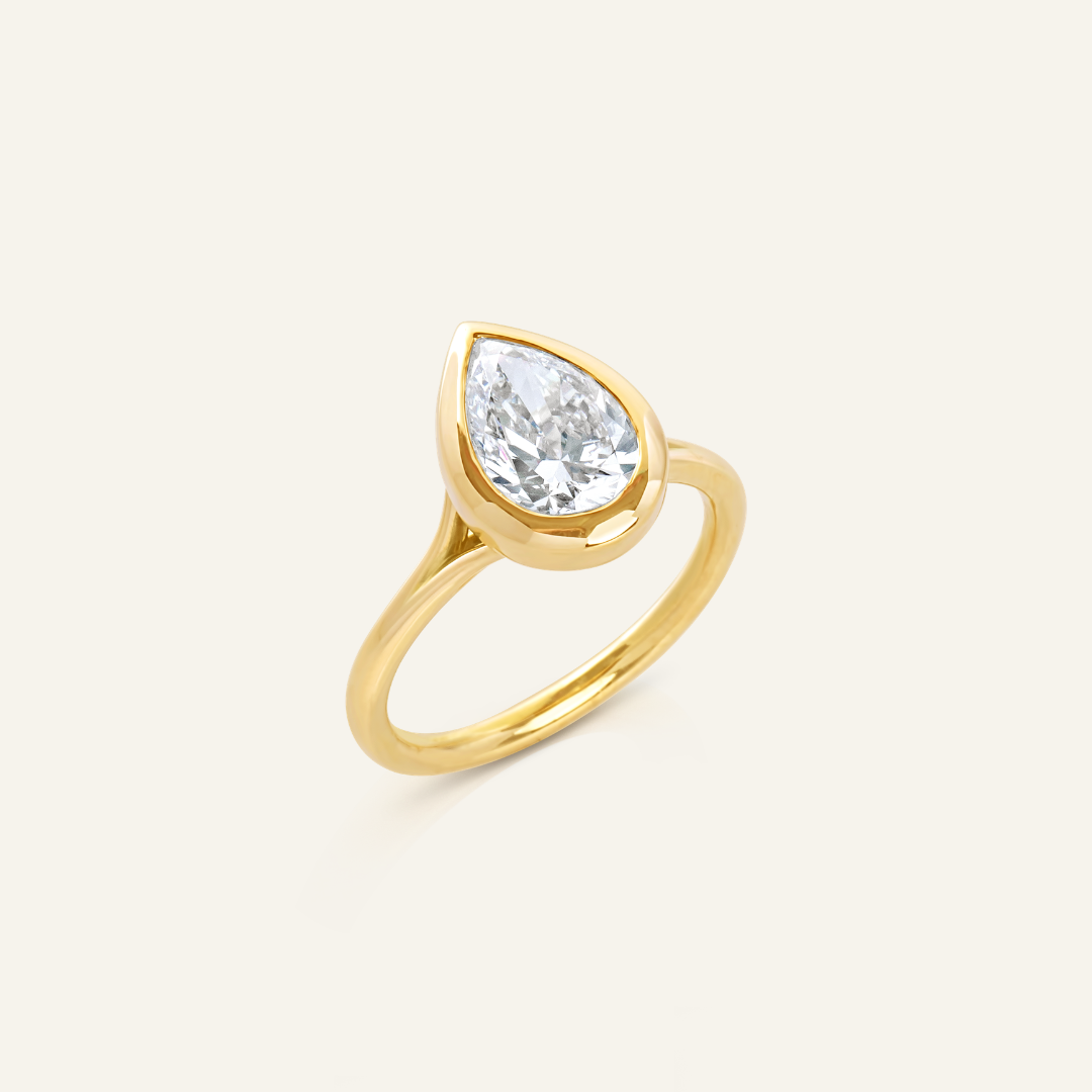 2.03ct Pear Bezel Set Diamond Ring
