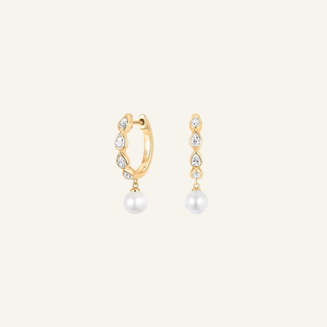 Diamond Freshwater Pearl Huggies