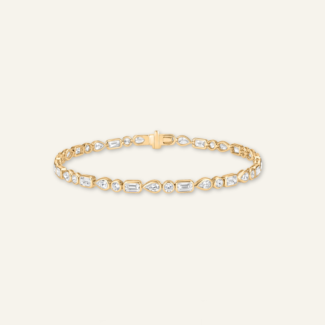 Diamond Tennis Bracelet Pear, Emerald and Brilliant Cut