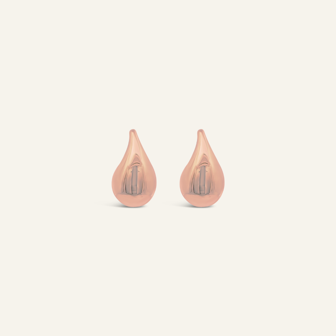 Rose Gold Tear Drop Studs Medium
