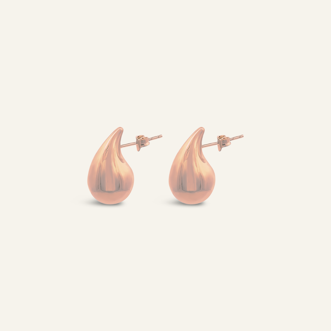 Rose Gold Tear Drop Studs Medium