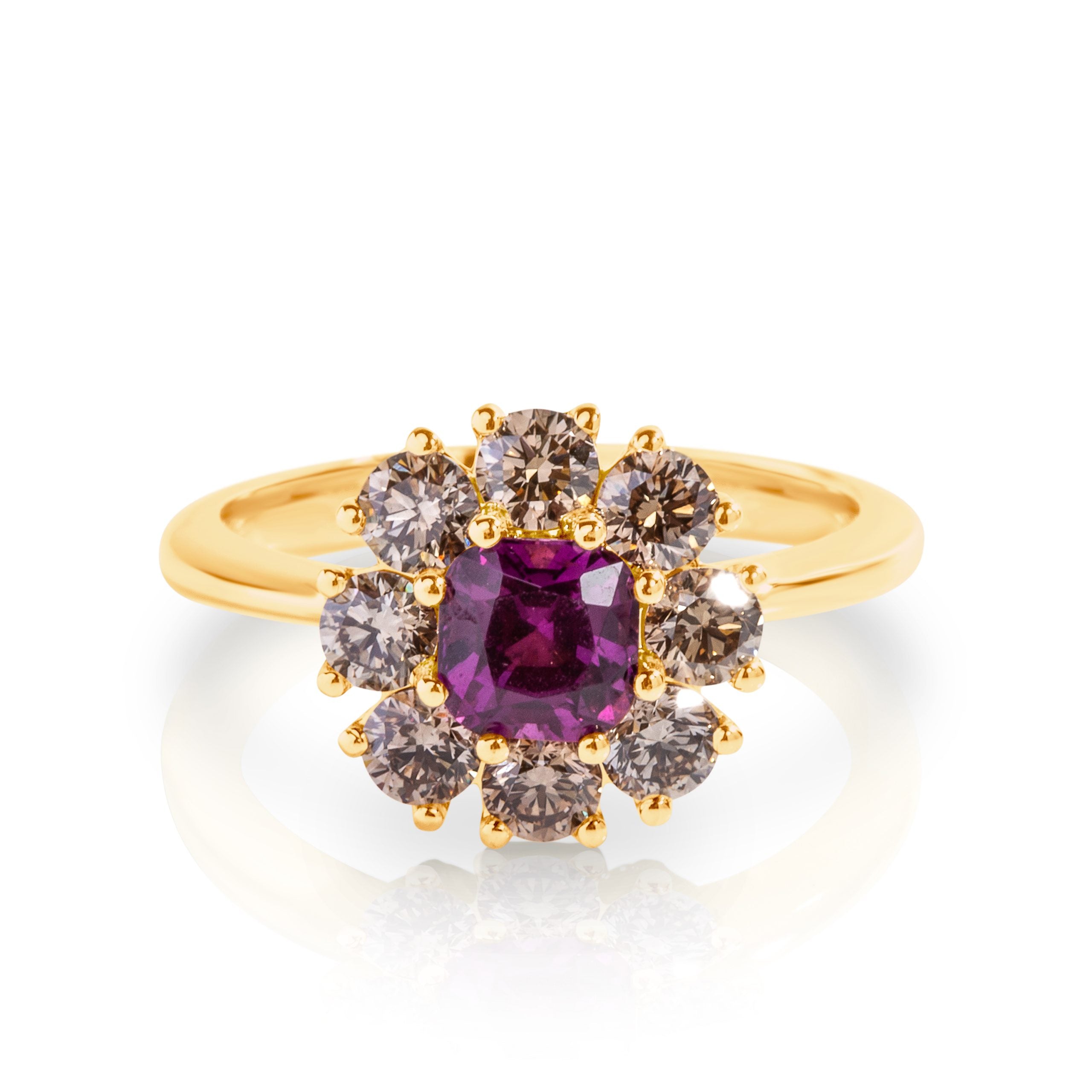 Fuchsia Garnet with Champagne diamonds