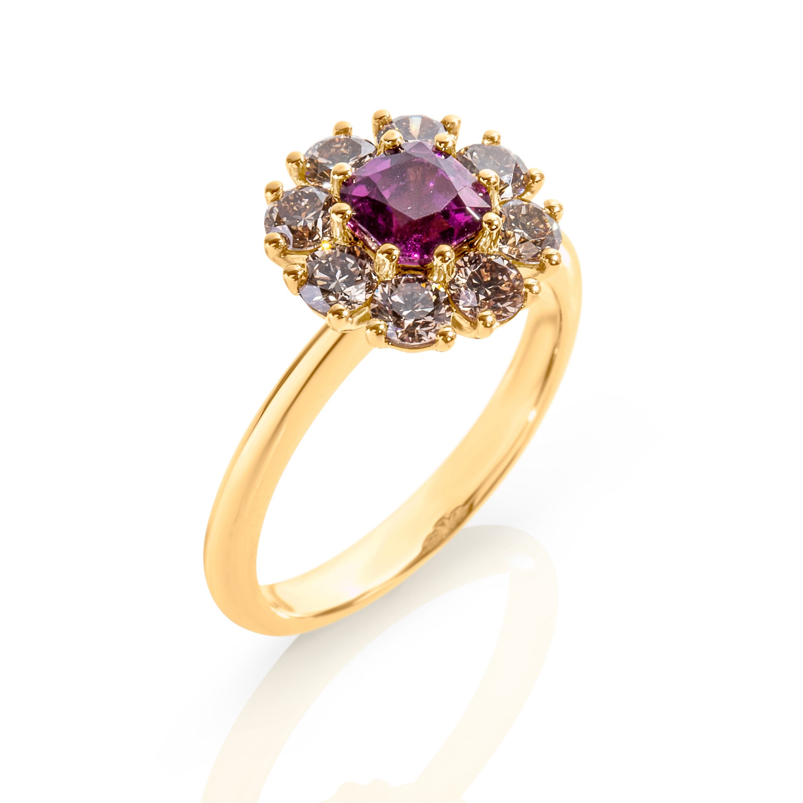 Fuchsia Garnet with Champagne diamonds