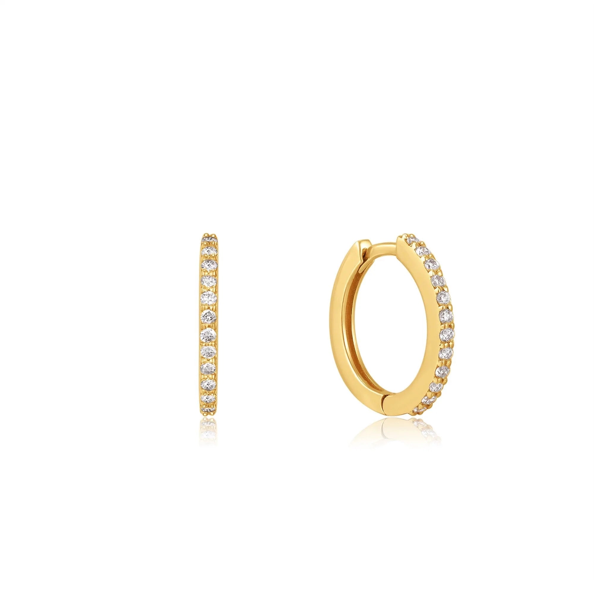 Ania Haie 14kt Yellow Gold Natural Diamond Huggie Hoop Earrings