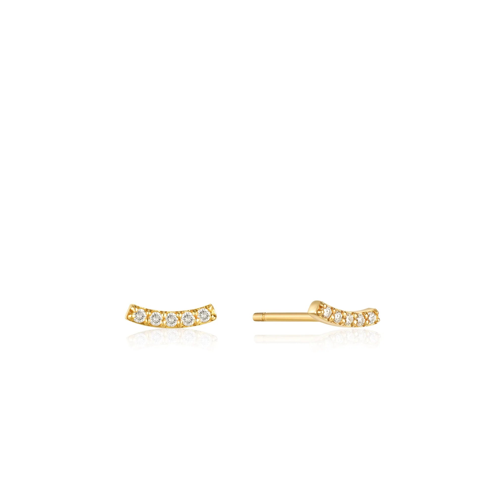 Ania Haie 14kt Yellow Gold Magma Diamond Curve Stud Earrings