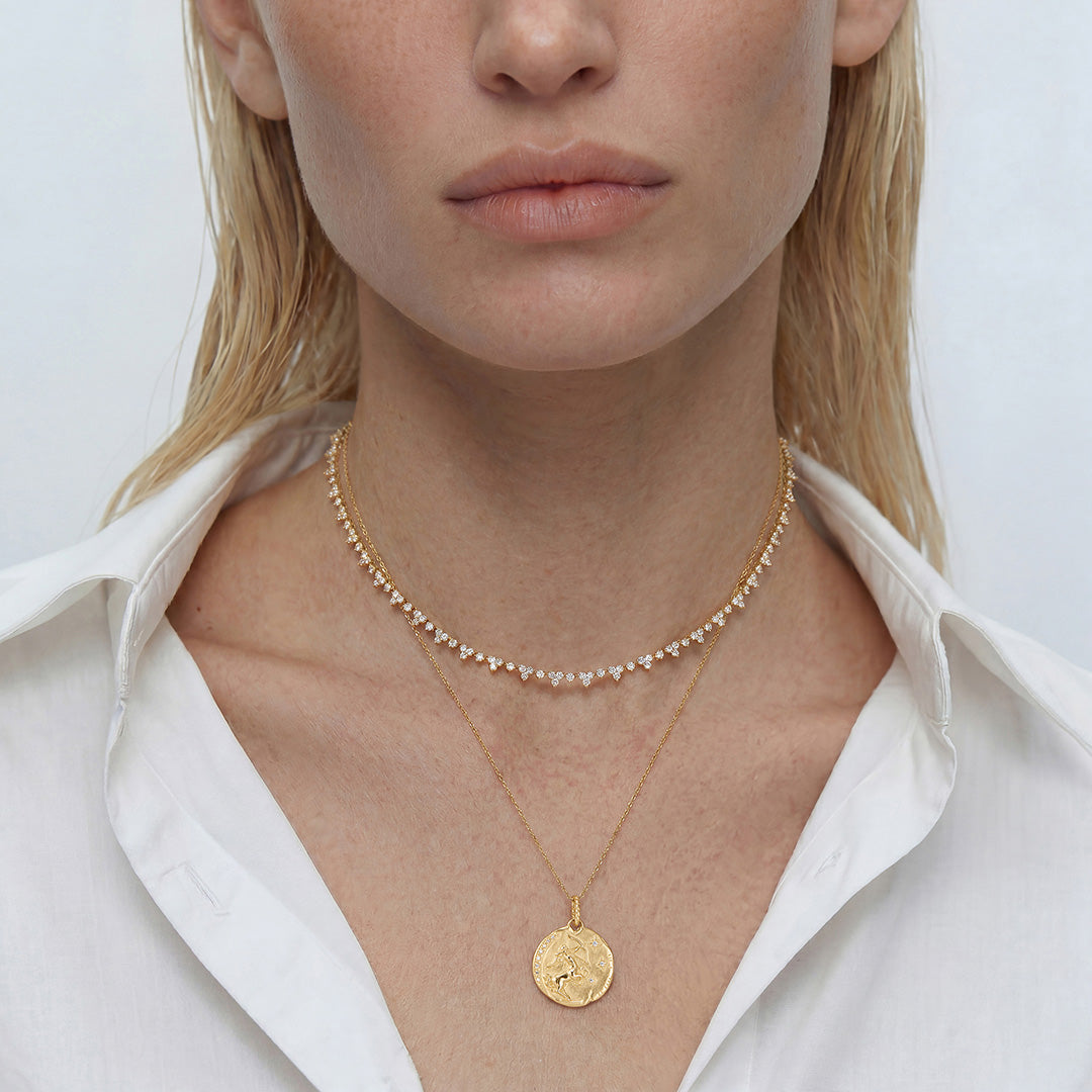 Sagittarius Zodiac Diamond Pendant with Chain