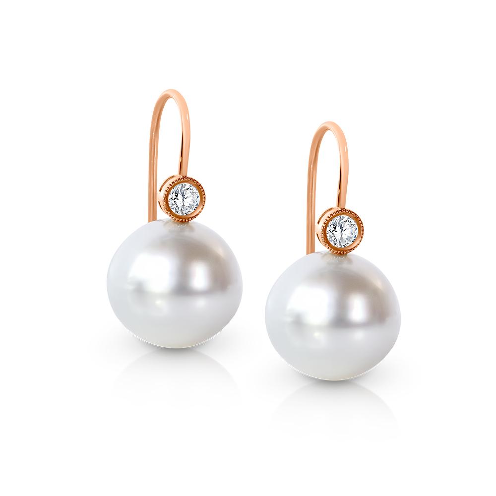 South Sea Pearl & diamond hook earrings
