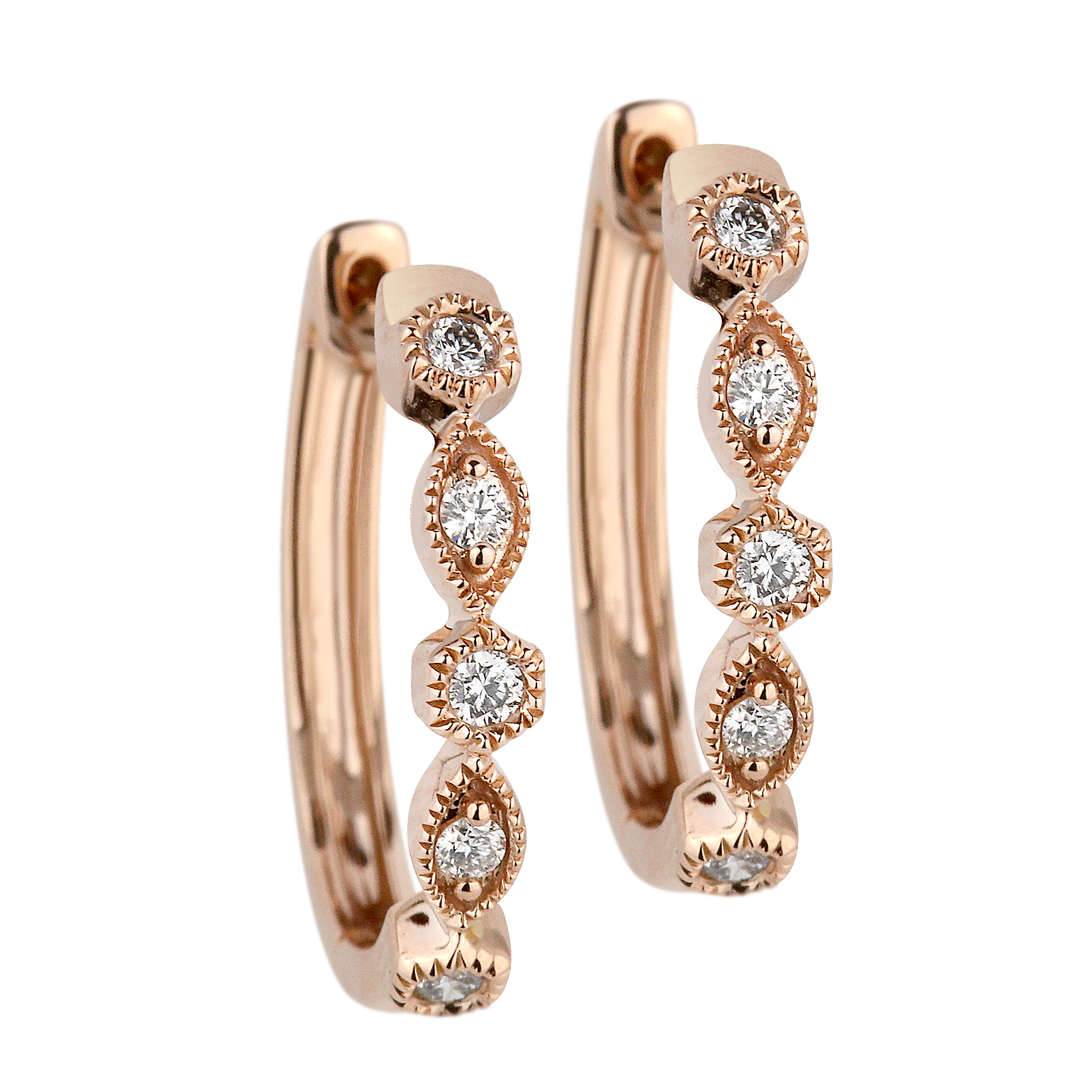 Diamond Antique Set Huggies