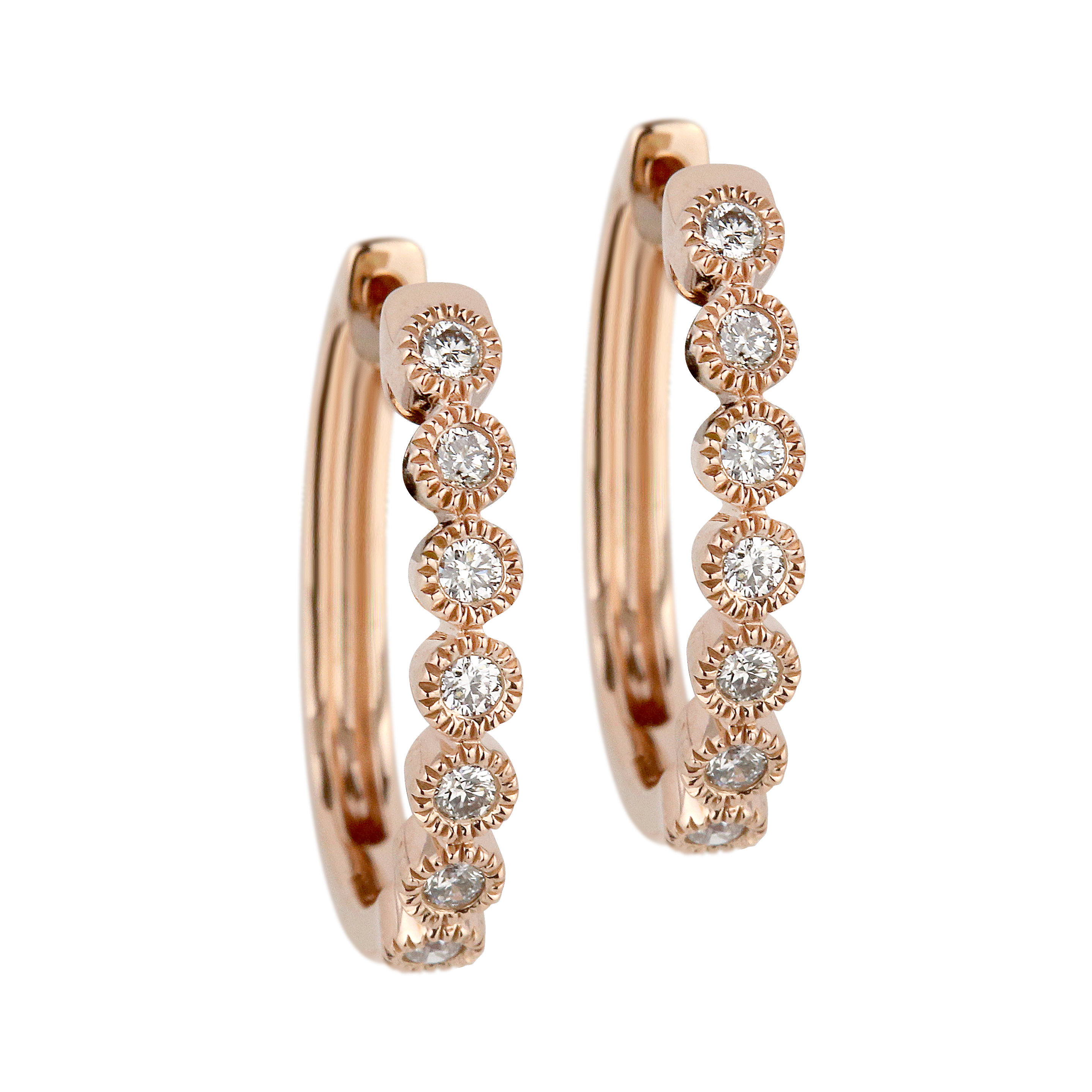 Diamond Antique Round set Huggies