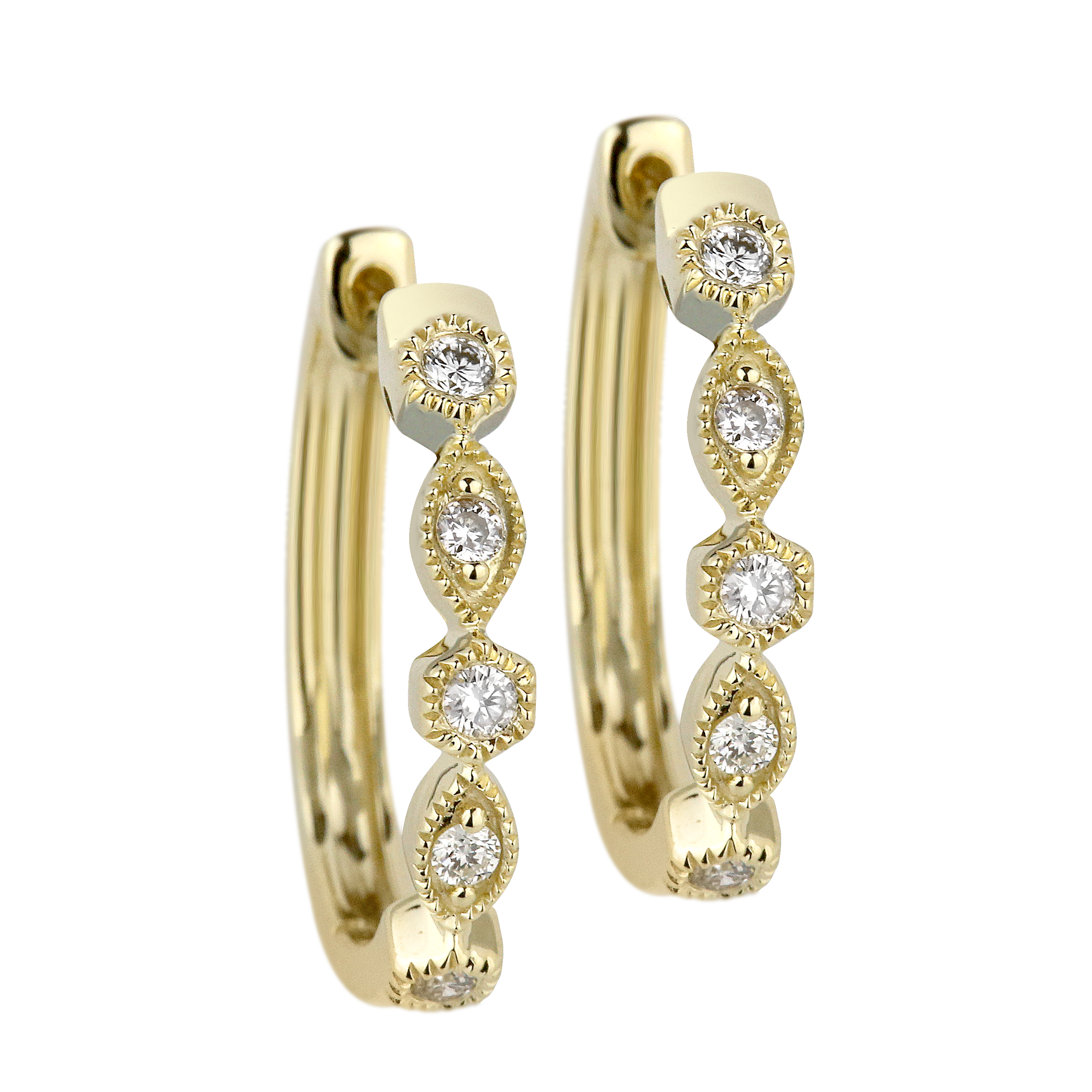 Diamond Antique Set Huggies