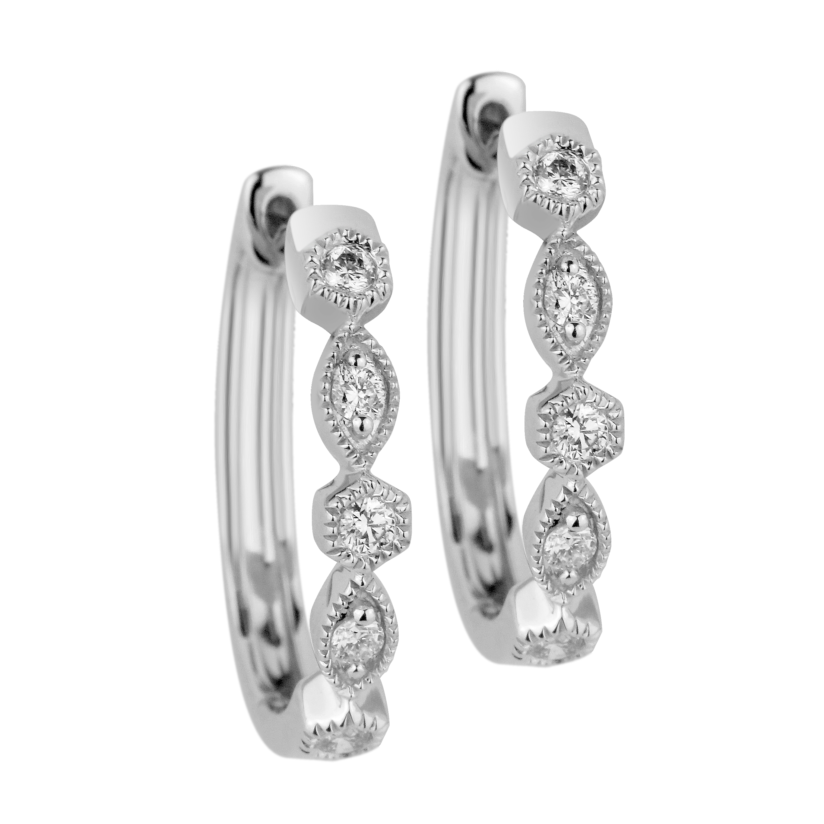 Diamond Antique setting Huggies