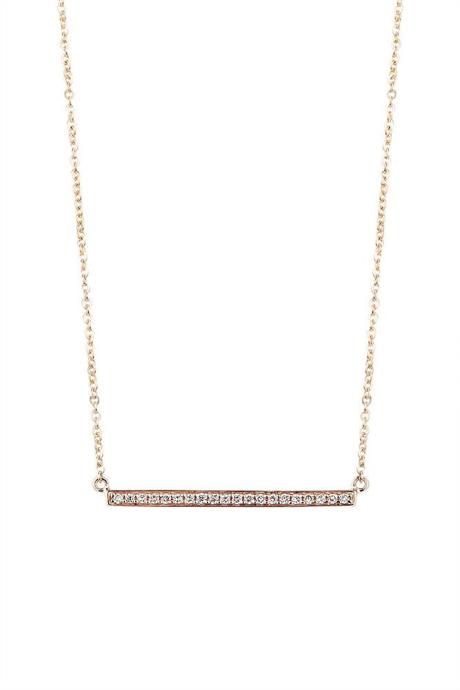 White diamond 9ct gold bar 45cm necklet