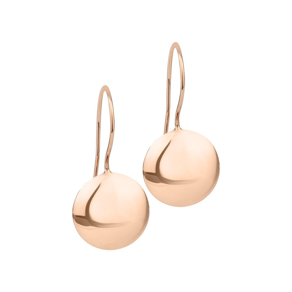 Round disc 9ct rose gold hook earrings