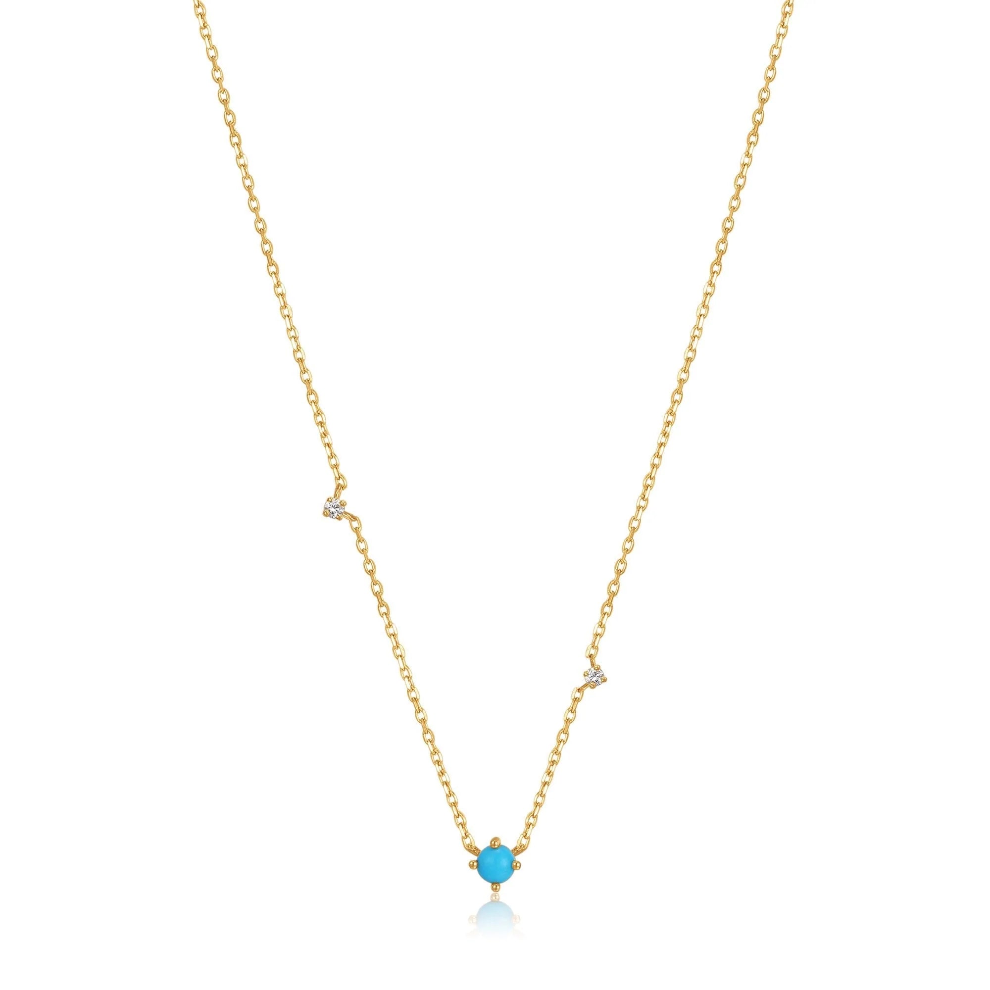 Ania Haie 14kt Yellow Gold Turquoise and White Sapphire Necklace