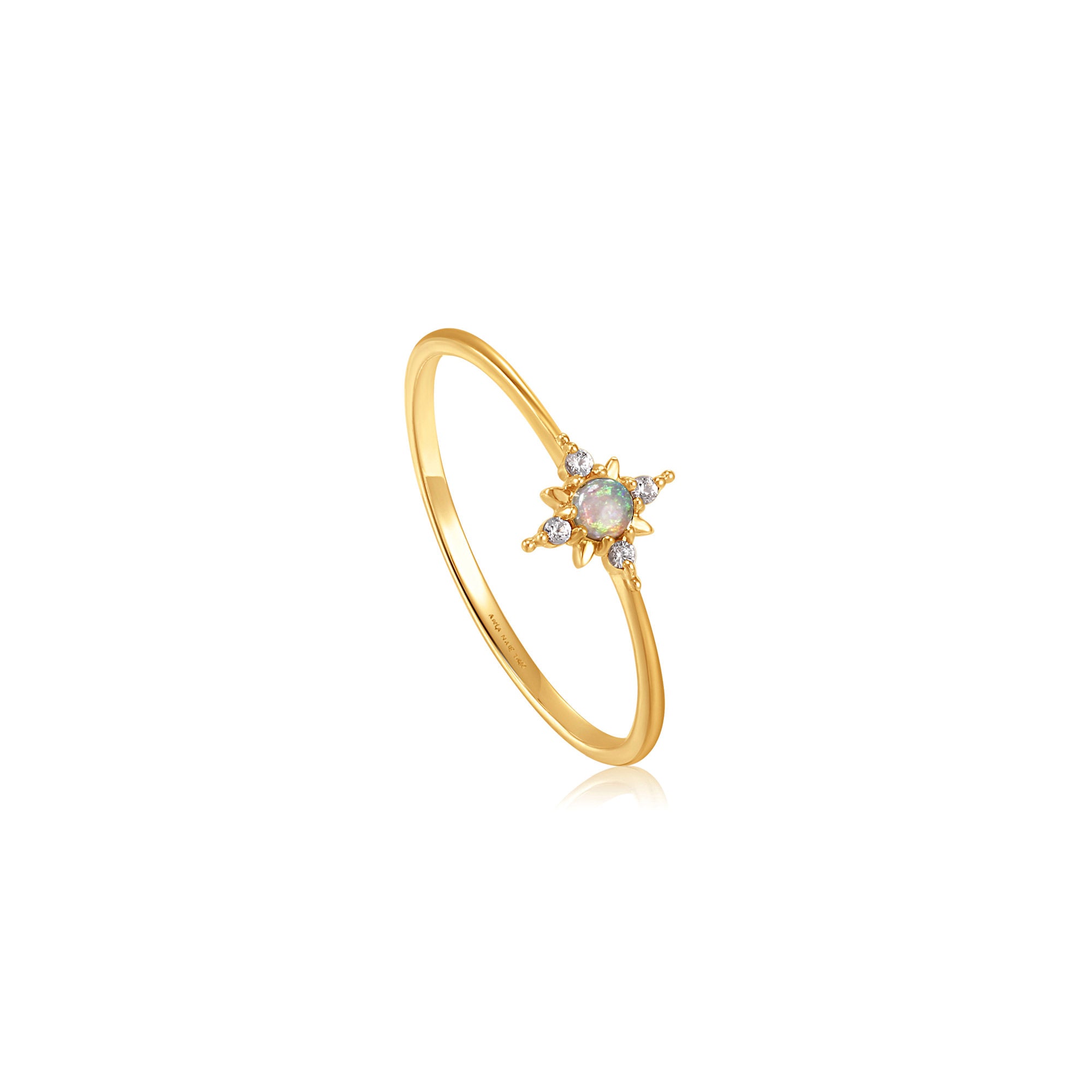 Ania Haie 14kt Yellow Gold Opal and White Sapphire Star Ring