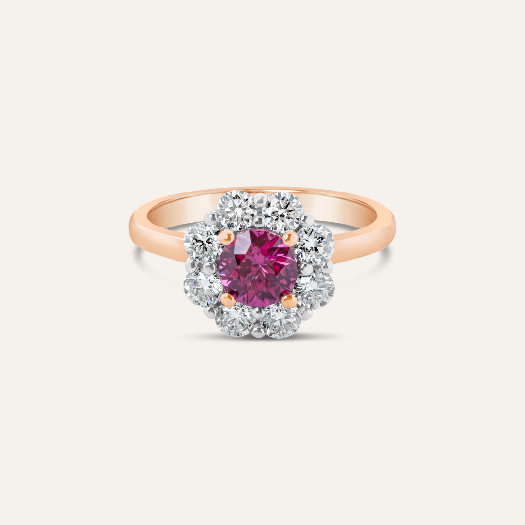 Pink Sapphire and Diamond Ring